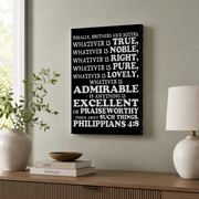 Philippians 4 Think About Such Things Christian Wall Art Poster - Format: Stretched Canvas