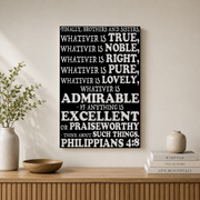 Philippians 4 Think About Such Things Christian Wall Art Poster - Format: Stretched Canvas