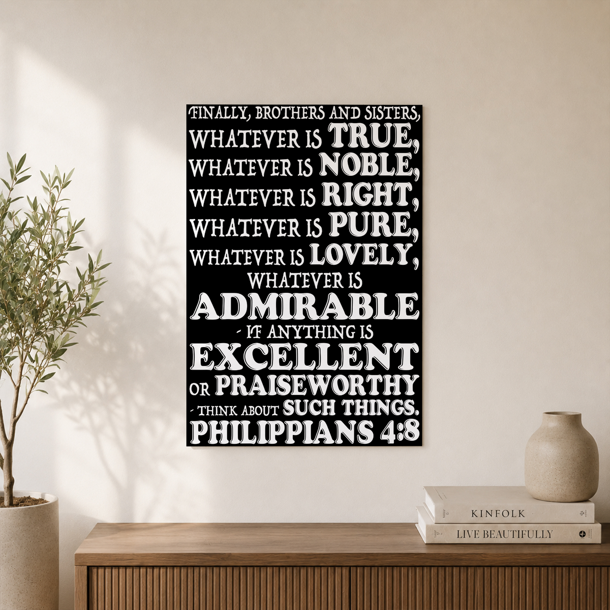 Philippians 4 Think About Such Things Christian Wall Art Poster - Format: Unframed Paper Poster