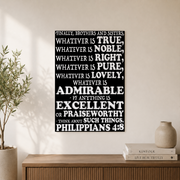 Philippians 4 Think About Such Things Christian Wall Art Poster - Format: Unframed Paper Poster