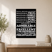 Philippians 4 Think About Such Things Christian Wall Art Poster - Format: Unframed Paper Poster