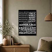 Philippians 4 Think About Such Things Christian Wall Art Poster - Format: Unframed Paper Poster