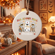 Physical Therapy Halloween Ghost Ornament with Nurse Theme Glass Ornament - Material: Circle Ceramic Ornament