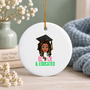 Pink And Green Black History Month Glass Ornament - Material: Circle Ceramic Ornament