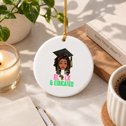 Pink And Green Black History Month Glass Ornament - Material: Circle Ceramic Ornament