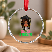 Pink And Green Black History Month Glass Ornament - Material: Circle Glass Ornament