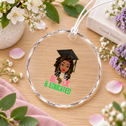 Pink And Green Black History Month Glass Ornament - Material: Circle Glass Ornament