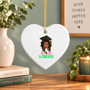 Pink And Green Black History Month Glass Ornament - Material: Heart Ceramic Ornament