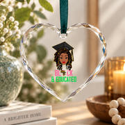 Pink And Green Black History Month Glass Ornament - Material: Heart Glass Ornament
