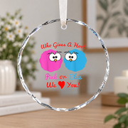 Pink Blue Owl Gender Reveal Baby Shower Ceramic Ornament - Material: Circle Glass Ornament