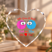 Pink Blue Owl Gender Reveal Baby Shower Ceramic Ornament - Material: Heart Glass Ornament
