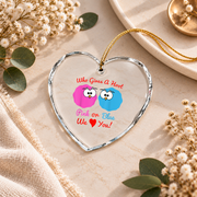 Pink Blue Owl Gender Reveal Baby Shower Ceramic Ornament - Material: Heart Glass Ornament