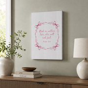 Pink Christian Wall Art Bible Verse Nursery Baby Room Decor Cute Bow Nursery Bible Art Baby Shower Christian Gift Wall Art In Pink Wall Art, Modern Wall Decor, 12x18 UNFRAMED - Format: Stretched Canvas