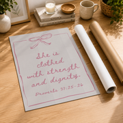Pink Christian Wall Art Bible Verse Nursery Baby Room Decor Cute Bow Nursery Bible Art Baby Shower Christian Gift Wall Art In Pink Wall Art, Modern Wall Decor, 24x36 UNFRAMED - Format: Rolled Canvas