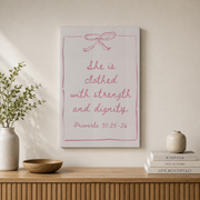 Pink Christian Wall Art Bible Verse Nursery Baby Room Decor Cute Bow Nursery Bible Art Baby Shower Christian Gift Wall Art In Pink Wall Art, Modern Wall Decor, 24x36 UNFRAMED - Format: Stretched Canvas