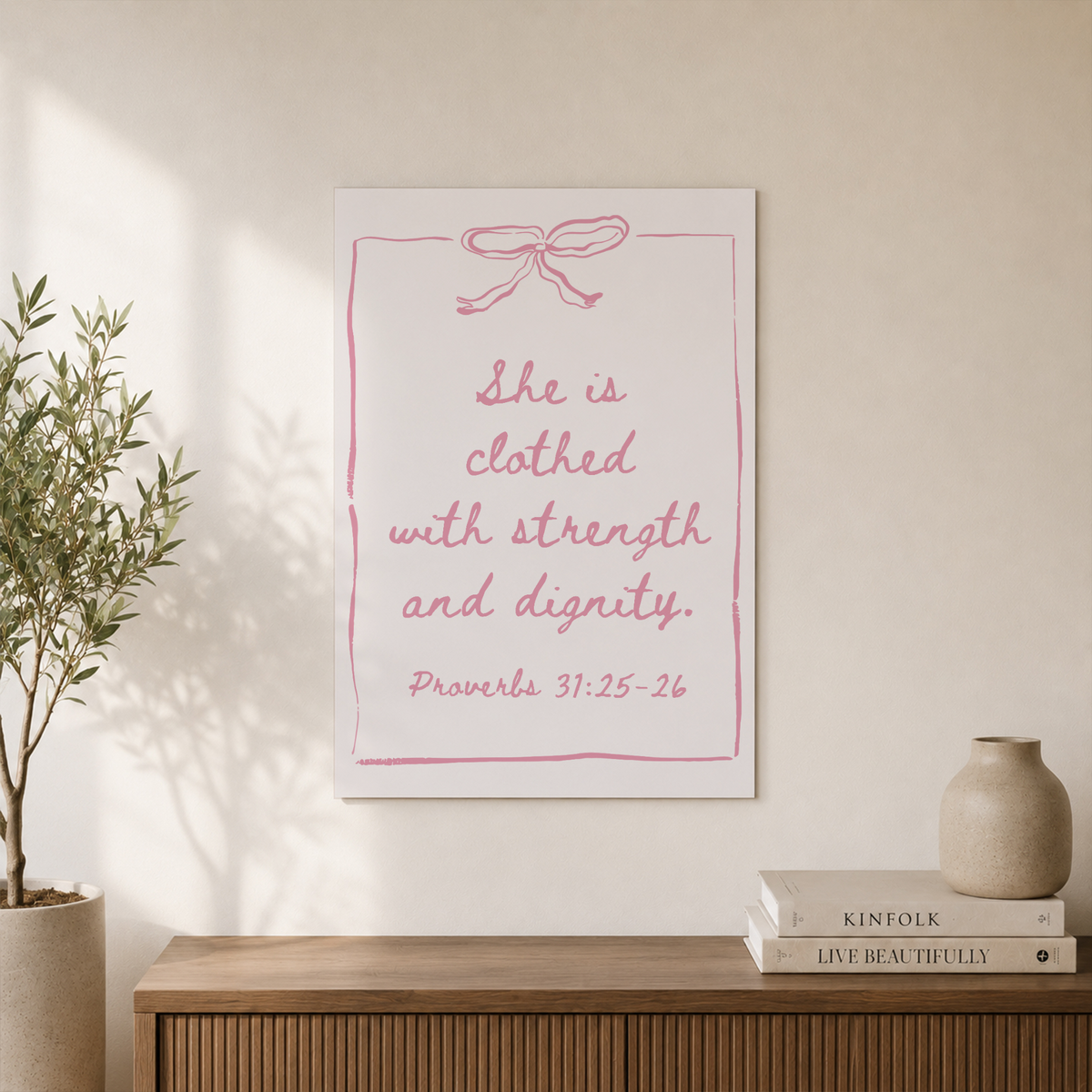 Pink Christian Wall Art Bible Verse Nursery Baby Room Decor Cute Bow Nursery Bible Art Baby Shower Christian Gift Wall Art In Pink Wall Art, Modern Wall Decor, 24x36 UNFRAMED - Format: Unframed Paper Poster