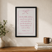 Pink Christian Wall Art Bible Verse Nursery Baby Room Decor Cute Bow Nursery Bible Art Baby Shower Christian Gift Wall Art In Pink Wall Art, Modern Wall Decor, 8x12 UNFRAMED - Format: Black Framed Poster