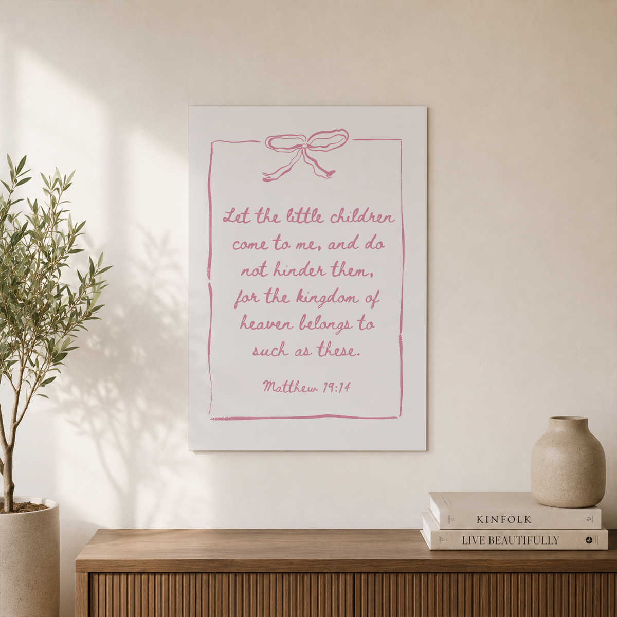 Pink Christian Wall Art Bible Verse Nursery Baby Room Decor Cute Bow Nursery Bible Art Baby Shower Christian Gift Wall Art In Pink Wall Art, Modern Wall Decor, 8x12 UNFRAMED - Format: Unframed Paper Poster