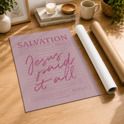 Pink Christian Wall Art, Jesus Paid It All Print, Pink Bible Verse Preppy Affirmation Poster, Coquette Room Decor, Girly Guest Check Wall Art, Modern Wall Decor, 12x18 UNFRAMED - Format: Rolled Canvas