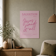 Pink Christian Wall Art, Jesus Paid It All Print, Pink Bible Verse Preppy Affirmation Poster, Coquette Room Decor, Girly Guest Check Wall Art, Modern Wall Decor, 12x18 UNFRAMED - Format: Unframed Paper Poster