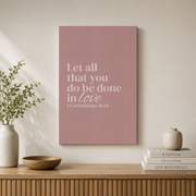 Pink Christian Women Wall Art Set, Bible Verse Scripture Prints - Format: Stretched Canvas