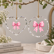 Pink Coquette Bow Feminine Gift Decoration Glass Ornament - Material: Heart Glass Ornament