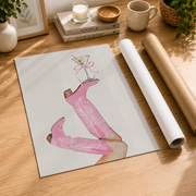 Pink Cowgirl Martini Wall Art Western Poster Coastal Aesthetic Trendy Dorm Room Decor - Format: Rolled Canvas