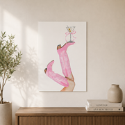 Pink Cowgirl Martini Wall Art Western Poster Coastal Aesthetic Trendy Dorm Room Decor - Format: Unframed Paper Poster