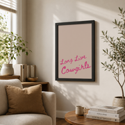 Pink Cowgirl Wall Art Set Long Live Cowgirls Retro Western Poster Cowboy Boots Dorm Room Decor - Format: Black Framed Poster