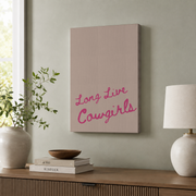 Pink Cowgirl Wall Art Set Long Live Cowgirls Retro Western Poster Cowboy Boots Dorm Room Decor - Format: Stretched Canvas