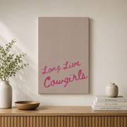 Pink Cowgirl Wall Art Set Long Live Cowgirls Retro Western Poster Cowboy Boots Dorm Room Decor - Format: Stretched Canvas