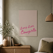Pink Cowgirl Wall Art Set Long Live Cowgirls Retro Western Poster Cowboy Boots Dorm Room Decor - Format: Unframed Paper Poster