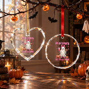 Pink Ghost Halloween Ornament for Awareness Theme Glass Ornament - Material: Circle Glass Ornament