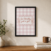 Pink Gingham Quote Wall Art Feminine Coquette Poster Girly Room Decor Trendy Aesthetic UNFRAMED - Format: Black Framed Poster