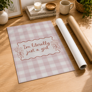 Pink Gingham Quote Wall Art Feminine Coquette Poster Girly Room Decor Trendy Aesthetic UNFRAMED - Format: Rolled Canvas