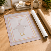 Pink Goose Wall Art Coquette Nursery Poster Gingham Baby Room Farm Animal Decor UNFRAMED - Format: Rolled Canvas