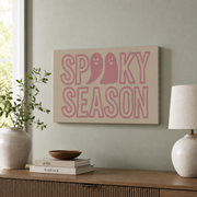 Pink Halloween Ghost Wall Art Trendy Poster Digital Spooky Preppy Decor - Format: Stretched Canvas