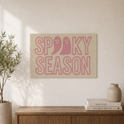 Pink Halloween Ghost Wall Art Trendy Poster Digital Spooky Preppy Decor - Format: Unframed Paper Poster