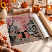 Pink Halloween Witch Art Print Girly Y2K Style Fall Seasonal Wall Decor Poster - Format: Rolled Canvas