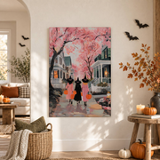Pink Halloween Witch Art Print Girly Y2K Style Fall Seasonal Wall Decor Poster - Format: Unframed Paper Poster