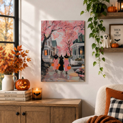Pink Halloween Witch Art Print Girly Y2K Style Fall Seasonal Wall Decor Poster - Format: Unframed Paper Poster
