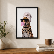 Pink Leopard Wall Art Girly Cheetah Poster Retro Coquette Room Decor Trendy Animal Print Poster UNFRAMED - Format: Black Framed Poster