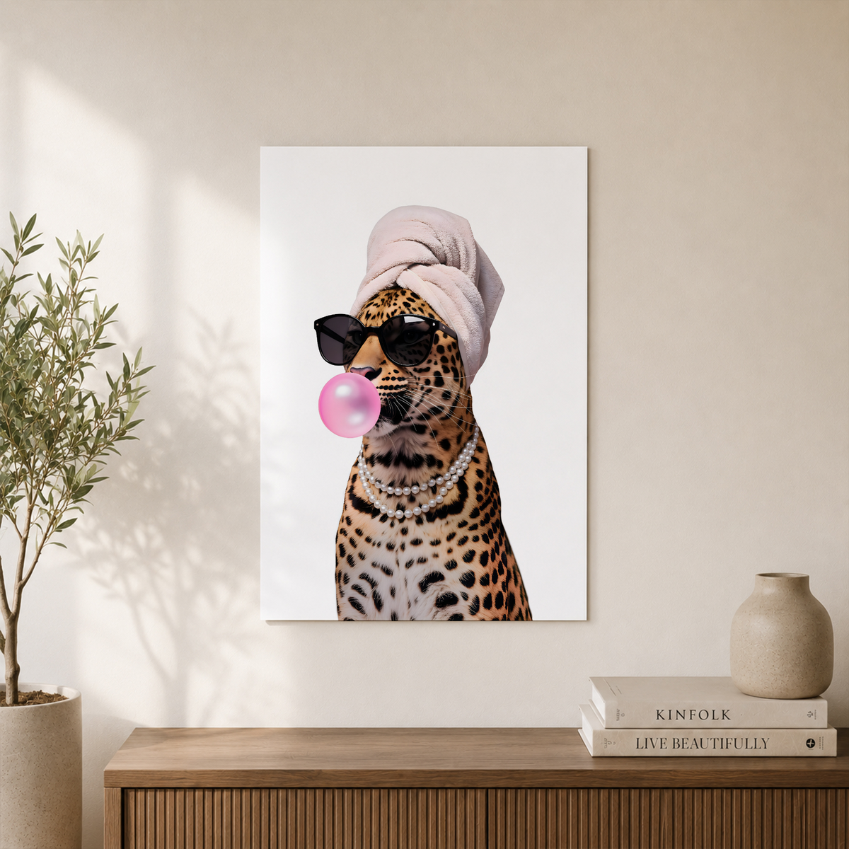 Pink Leopard Wall Art Girly Cheetah Poster Retro Coquette Room Decor Trendy Animal Print Poster UNFRAMED - Format: Unframed Paper Poster