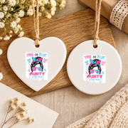 Pink Or Blue Auntie Baby Reveal Ceramic Ornament - Material: Heart Ceramic Ornament