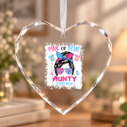 Pink Or Blue Auntie Baby Reveal Ceramic Ornament - Material: Heart Glass Ornament
