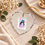 Pink Or Blue Auntie Baby Reveal Ceramic Ornament - Material: Heart Glass Ornament