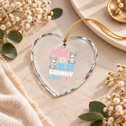 Pink Or Blue Grammy Bunny Baby Reveal Ceramic Ornament - Material: Heart Glass Ornament