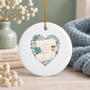 Plants And Coffee Gardener Bean Lover Glass Ornament - Material: Circle Ceramic Ornament