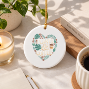 Plants And Coffee Gardener Bean Lover Glass Ornament - Material: Circle Ceramic Ornament