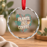 Plants And Coffee Gardener Bean Lover Glass Ornament - Material: Circle Glass Ornament